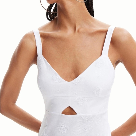 Desigual Strappy White Midi Dress - Picture 5 of 9